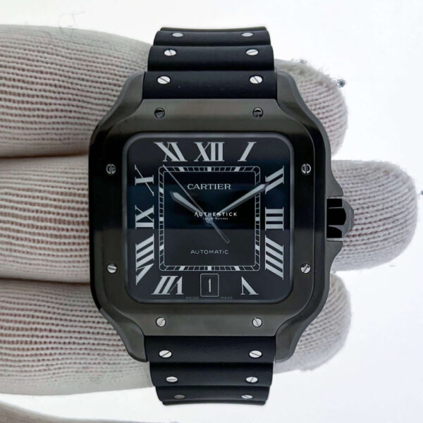 CARTIER SANTOS DE CARTIER LARGE ADLC STAINLESS STEEL RUBBER BLACK DIAL WSSA0039 - Image 7
