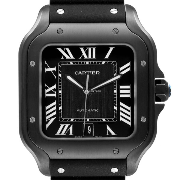 CARTIER SANTOS DE CARTIER LARGE ADLC STAINLESS STEEL RUBBER BLACK DIAL WSSA0039
