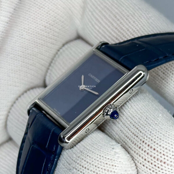 CARTIER TANK MUST LARGE STEEL BLUE DIAL LADIES WATCH WSTA0055 - Image 4