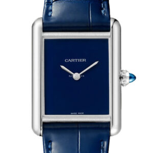 CARTIER TANK MUST LARGE STEEL BLUE DIAL LADIES WATCH WSTA0055