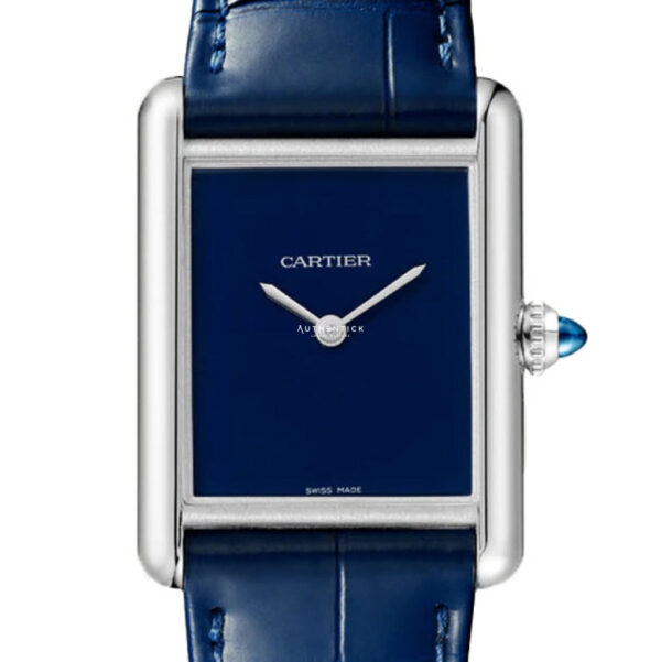 CARTIER TANK MUST LARGE STEEL BLUE DIAL LADIES WATCH WSTA0055