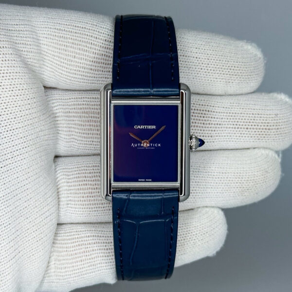 CARTIER TANK MUST LARGE STEEL BLUE DIAL LADIES WATCH WSTA0055 - Image 5