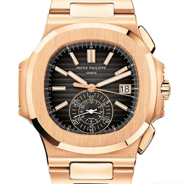 PATEK PHILIPPE NAUTILUS CHRONOGRAPH ROSE GOLD BLACK DIAL 5980/1R-001