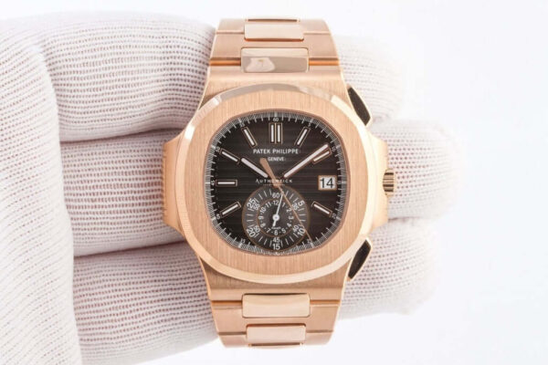 PATEK PHILIPPE NAUTILUS CHRONOGRAPH ROSE GOLD BLACK DIAL 5980/1R-001 - Image 3