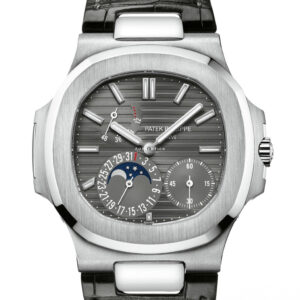 PATEK PHILIPPE NAUTILUS MOON PHASE WHITE GOLD GREY DIAL 5712G-001