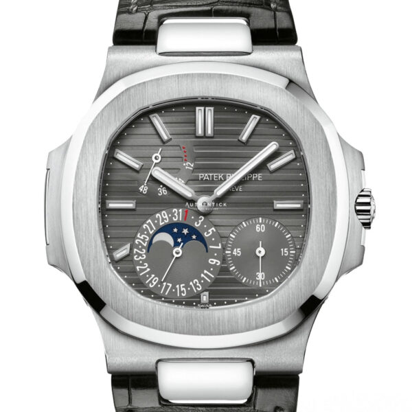 PATEK PHILIPPE NAUTILUS MOON PHASE WHITE GOLD GREY DIAL 5712G-001 - Image 3