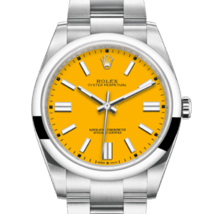 ROLEX OYSTER PERPETUAL 41 STAINLESS STEEL YELLOW DIAL 124300