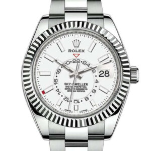 ROLEX SKY-DWELLER STAINLESS STEEL & WHITE GOLD BEZEL WHITE DIAL 326934