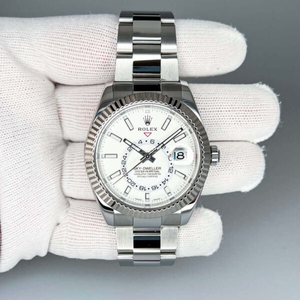 ROLEX SKY-DWELLER STAINLESS STEEL & WHITE GOLD BEZEL WHITE DIAL 326934 - Image 3